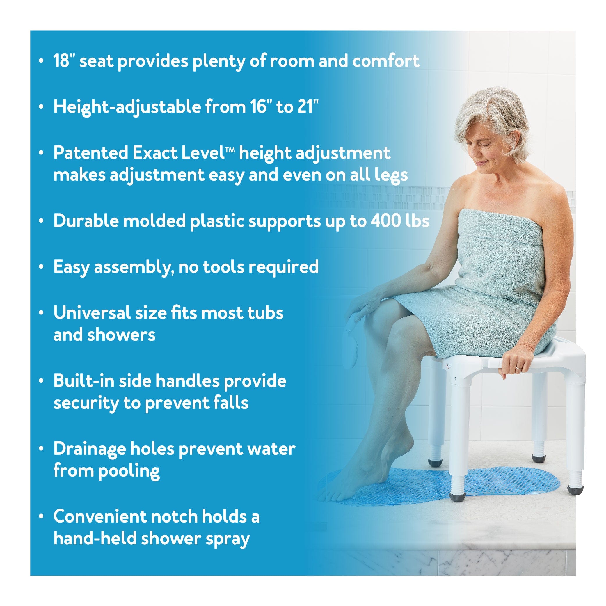 Carex Universal Bath Seat without Back - Image 2